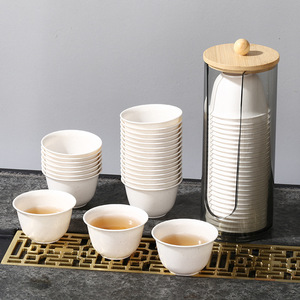 Taza de agua desechable de cáscara de arroz, taza de té Kung Fu, juego de té pequeño y portátil para uso en la oficina y el hogar - Product Image 1