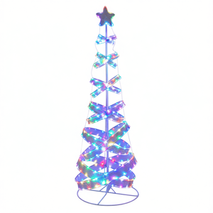 Árbol de Navidad en espiral de 7 pies, decoración multicolor con luces LED para exteriores, para fiestas de Navidad y Año Nuevo, árbol de plástico. - Product Image 1