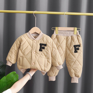 <span class=keywords><strong>Veste</strong></span> d'hiver en coton pour bébé garçon, ensemble de 2 pièces, uniforme de baseball pour enfants, vêtements d'extérieur chauds et décontractés - Product Image 3