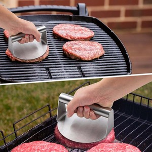 Ensemble d'outils de barbecue en acier inoxydable, presse à hamburgers en métal de 2 mm pour camping en plein air, fête, presse à viande pour hamburgers - Product Image 5