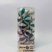 JINYUE Boules de Noël brodées exquises, lot de 3, décorations de luxe en tricot incassables, ornements artistiques pour arbre de Noël