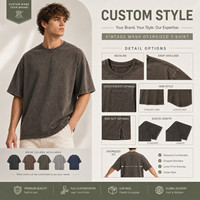 Camiseta Oversize Vintage con Estampado Personalizado al por Mayor, 230GSM, 100% Algodón, Lavado Ácido, Camiseta Lisa de Alto Gramaje, OEM ODM para Hombre