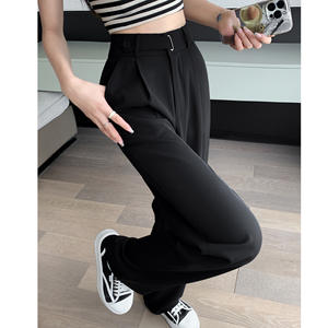 กางเกงขายาวผู้หญิงทรงหลวม ผ้าวอร์สต์คุณภาพสูง สีพื้น แต่งจีบ สไตล์ลำลอง ผ้าทอระบายอากาศได้ดี สีซีดแบบวินเทจ - Product Image 5