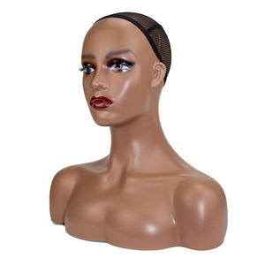 Maniquí realista negro de parte superior del cuerpo con hombros, modelo con correa de cadena, soporte inflable para exhibición de pelucas, molde de plástico para bufandas de seda, accesorio fotográfico - Product Image 4