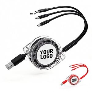 Wholesale Promotional Gift Custom Logo Universal Retractable 3 in 1 <b>Multi</b> Multiple 3in1 USB Charging <b>Charger</b> Cable - Product Image 1
