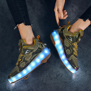 Chaussures à roulettes rétractables lumineuses à LED pour garçons et filles, baskets à roulettes avec roues amovibles, chaussures à roulettes pour enfants - Product Image 5