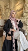 Nouvelle Arrivée Sharut OEM/ODM Dubaï Abaya Luxe Aïd Robe Islamique Musulmane Femme Modeste Été Dentelle Fleurie Bordure Ouverte Abaya 2026