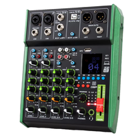 Console de mixage audio professionnelle 6 canaux mini en métal et plastique, contrôleur DJ USB/Bluetooth avec égaliseur 3 bandes pour l'enregistrement et la diffusion en direct