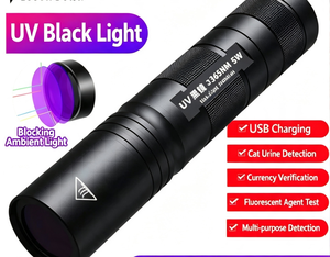 Linterna UV de 365nm, Linterna Portátil de Aleación de Aluminio, Lente de Cuarzo con Filtro Negro, Certificación CE, para Orina de Mascotas, Hongos en la Piel, Detección de Jade - Product Image 2