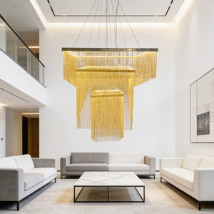 Lustre créatif <span class=keywords><strong>de</strong></span> style nordique postmoderne, luminaire suspendu moderne <span class=keywords><strong>de</strong></span> luxe pour mariage, <span class=keywords><strong>en</strong></span> <span class=keywords><strong>fer</strong></span> <span class=keywords><strong>forgé</strong></span> et aluminium avec franges <span class=keywords><strong>en</strong></span> chaîne à pampilles - Product Image 3