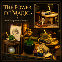 Maison de poupée en bois Magic City, kit de maison miniature DIY, mini maison de poupée, kit de coin lecture, puzzle en bois 3D, ornements de château paysager