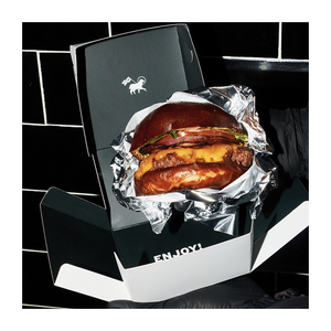 Hỗ trợ OEM ODM dịch vụ có thể gập lại vuông giấy kraft thức ăn nhanh bao bì bánh Hamburger Burger hộp - Product Image 5