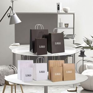 Bolsa de Papel Kraft Gruesa al por Mayor con Muestra Gratuita, Impresión de Logotipo Personalizado, Bolsa de Regalo para Boutique, Bolsa de Embalaje con Asa Retorcida - Product Image 1