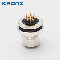Connecteur de panneau femelle KRONZ M12 - Codage A 12 broches, montage arrière et verrouillage avant, boîtier métallique droit, 1,5 A 30 V, anti-vibration, industriel