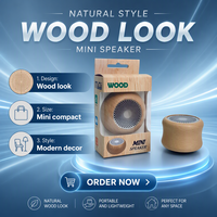 Haut-parleur en bois 5.0, mini, rétro, portable, avec subwoofer intégré, fonction d'appel par micro, idéal pour un cadeau