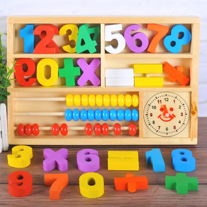 赤ちゃん番号そろばん数学おもちゃ子供初期モンテッソーリ教育時計おもちゃ開発数学木製おもちゃセット子供のためのギフト