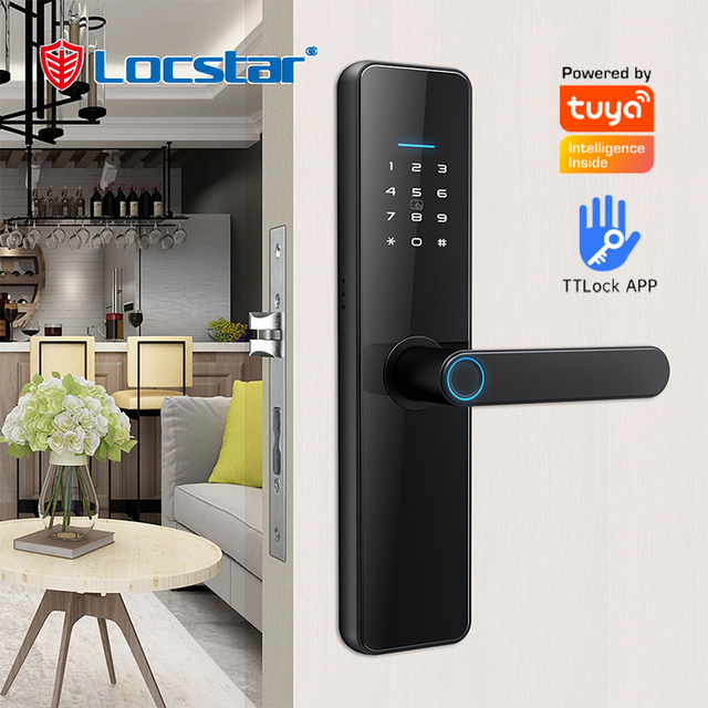 Electric Handle Digital Security Digit Tuya Ttlock Wifi Keys Fingerprint Electronic Door Smart Locks for Front Door