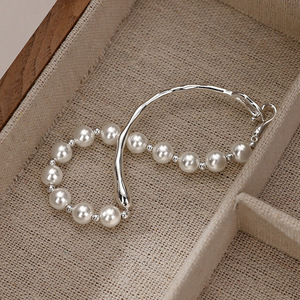 สร้อยข้อมือไข่มุกเกรด AAA ตะขอกลมปิดทุกวันเครื่องประดับโทนสีเงิน - Product Image 4