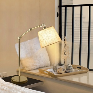 <span class=keywords><strong>Lampe</strong></span> de bureau de lecture de style rétro abat-jour en tissu <span class=keywords><strong>lampe</strong></span> de table réglable en métal <span class=keywords><strong>lampe</strong></span> de table d'étude à LED pour salle de lecture d'hôtel - Product Image 1