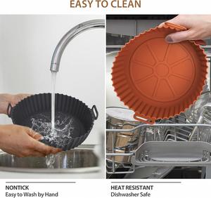 Tapis de cuisson réutilisables en silicone rond pour friteuse à air, antiadhésifs, résistants à la chaleur, faciles à nettoyer, pour four, grill, cuiseur vapeur et accessoires - Product Image 4