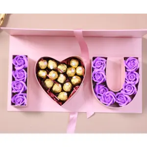 Carton d'emballage de gâteau sucré au chocolat remplissable Offre Spéciale je t'aime en forme de boîte boîte de fleuriste pour l'emballage de fleurs de la Saint-Valentin