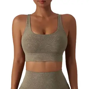 Großhandel benutzer definierte High Impact Yoga Top Fitness Frauen Hochwertige atmungsaktive Kreuz Doppel riemen Camouflage Sport-BH
