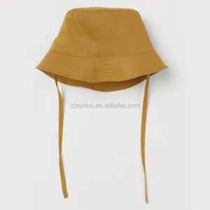リネン綿製フィッシュマン帽子バケット帽子太陽帽子大きなつば折り畳み可能在庫プロモーションロゴ
