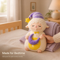 Peluche personnalisée OEM en forme de mouton, agneau en polaire bouclée douce avec oreiller lune, animal en peluche personnalisé, vente en gros, décoration de chambre d'enfant, cadeau