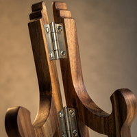 Support de présentation en bois d'acacia, porte-assiettes en bois de noyer avec charnières métalliques