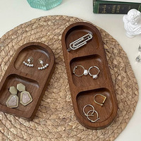 Nampan Penyimpanan Perhiasan Kayu untuk Anting Cincin Kosmetik Pengatur Meja Nampan Dekoratif Nampan Kayu