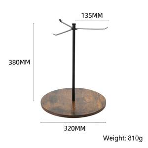 MIXWARES Support rotatif <span class=keywords><strong>pour</strong></span> casquettes de baseball en fer et base en bois <span class=keywords><strong>pour</strong></span> 12 casquettes de baseball - Product Image 3