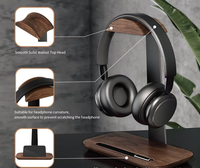 Rak Display Headset Gaming Kayu dan Logam untuk Meja Kerja, Model Kustom Pabrik, Terlaris