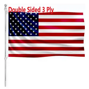 美国国旗双面美国国旗户外重型3层材料，带2个金属索环