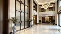 Paravent de séparation de pièce en métal géométrique de luxe |   Cloison en laiton sur mesure pour hall d'hôtel, bureau, restaurant