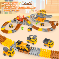 AiJH 206 pièces Ensemble de circuit de course de voitures DIY, Jouets de circuit de voitures électriques pour enfants, Jouets de circuits de véhicules d'ingénierie STEM