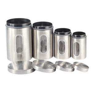 Modern Stainless Steel Multifunction Food Storage Containers Coffee <b>Canister</b> <b>Set</b> with Lid Visible Design Tea Sugar <b>Kitchen</b> Use - Product Image 2