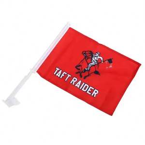 Personalized Custom Printing Logo Double Sided 30x45cm Window Car <b>Flag</b> With Plastic Pole - Product Image 1