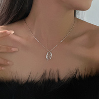 À la mode 925 en argent Sterling déclaration dames bijoux trombone grosse chaîne collier u forme collier à breloques