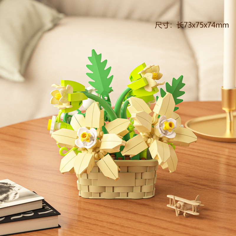 Panier de fleurs [Yellow Charm et Red Fragrance] dans une boîte colorée
