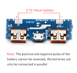 โมดูลชาร์จแบตเตอรี่ลิเธียม 18650 สำหรับพาวเวอร์แบงค์มือถือ พร้อมพอร์ต USB คู่ 5V 2.4A แบบ Micro/Type-C  พร้อมวงจรป้องกัน - Product Image 2