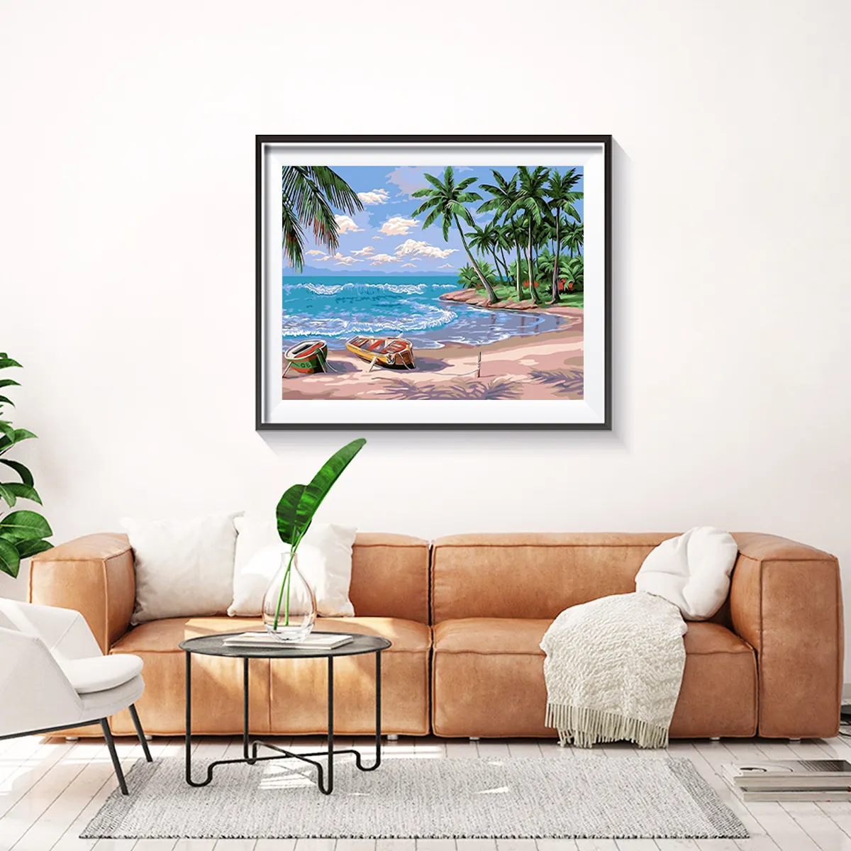 Customizable Modern Beach Scenery DIY Paint by Number Kit Adult Living Room Wall Art Decoration Office Gifts