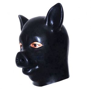 Halloween Catsuit Hoofddeksels Latex Masker Volwassen Geslachtsproduct Rolspel Latex Hoofddeksels Varkenshoofdmasker - Product Image 1