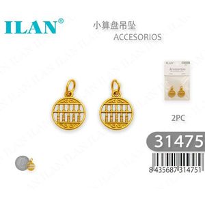 Ciondolo Abacus Ilan 2 pezzi, charm color oro per la creazione di gioielli e accessori - Product Image 1