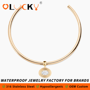LUCKYJIU Collana Choker Ovale Trendy con Zirconia Placcata in Oro 18K Impermeabile per Uso Quotidiano Femminile - Product Image 1