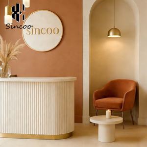 Italy Best Selling Curved Luxury Spa <b>Nail</b> Salon Counter Front TableCustom Sizes Modern Beauty Salon Reception <b>Desk</b> - Product Image 3