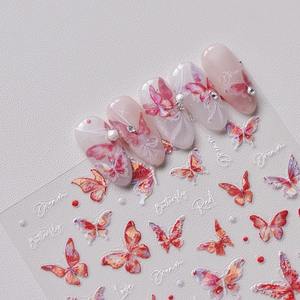 BIN Proveedor de uñas Shell Light Relief Colorful Red Sleeve Butterfly Nail Stickers Bloodshirsty Red Butterfly Cute Nail Stickers - Product Image 4
