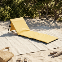 Tapis de plage pliable en polyester rayé personnalisé avec dossier réglable et chaise de plage pliable en métal inclinable
