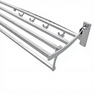 Toallero Plegable de Acero Inoxidable para Montar en la Pared con Ganchos, Acabado Espejo, Moderno, para Baño, con una Longitud Superior a 60 cm - Product Image 3