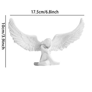 Estatua de Ángel creativa personalizada al por mayor, escultura de querubín conmemorativo con alas blancas de resina para estante, decoración de sala de estar y dormitorio - Product Image 2