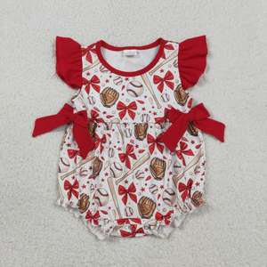 Ropa para Bebé Niña RTS de 0 a 3 Meses, Guante de Béisbol con Diseño de Lazo Rojo, Ropa de Verano para Niña - Product Image 2